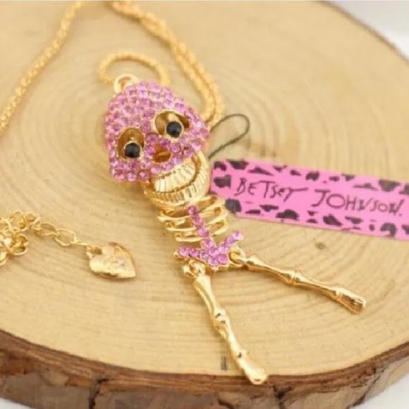 Choose your color gold plated pink or white crystal skeleton necklace - Picture 7 of 16